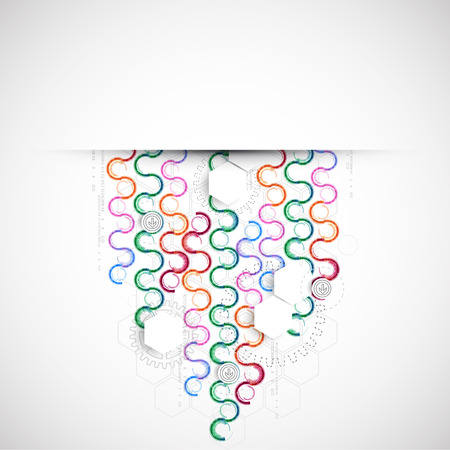 Abstract technological arc background with various technological elements. Vectorのイラスト素材