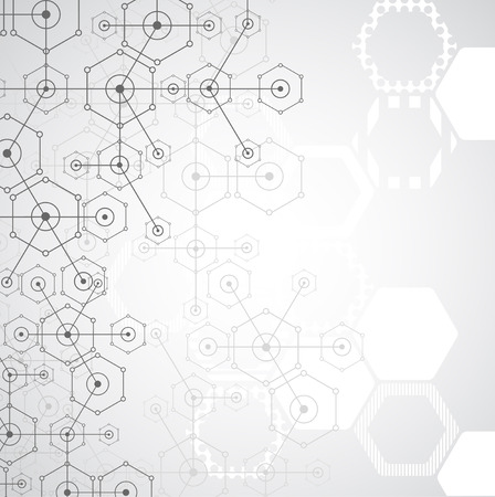 Abstract white bright technology hexagonal background. Connection structure. Vectorのイラスト素材