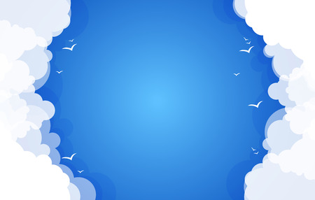 Blue sky with clouds. Vector nature background.のイラスト素材