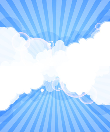 Blue sky with clouds. Vector nature background.のイラスト素材