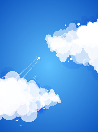 Blue sky with clouds. Vector nature background.のイラスト素材