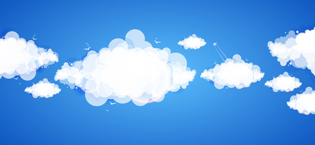 Blue sky with clouds. Vector nature background.のイラスト素材