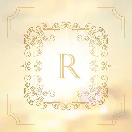 Art deco vintage design of retro flourishes frames. Vectorのイラスト素材