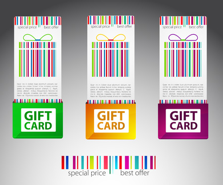 Set of color gift cards. Vector illustrationのイラスト素材