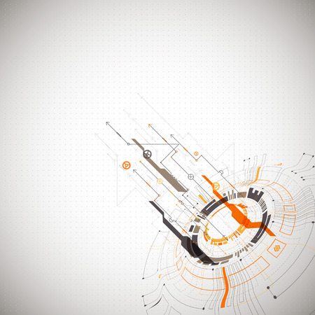 Abstract technological background with various technological elements. Vectorのイラスト素材