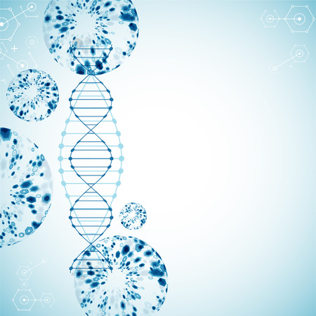Science template, wallpaper or with a DNA molecules. illustration.のイラスト素材