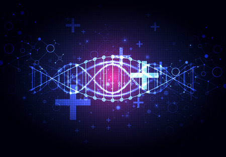 Science template, wallpaper or banner with a DNA molecules. Vector illustration.のイラスト素材
