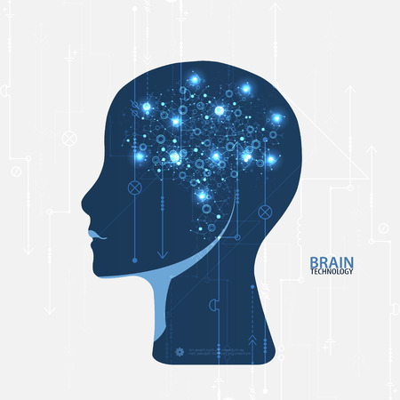 Creative brain concept background. Artificial Intelligence concept. Vector science illustrationのイラスト素材