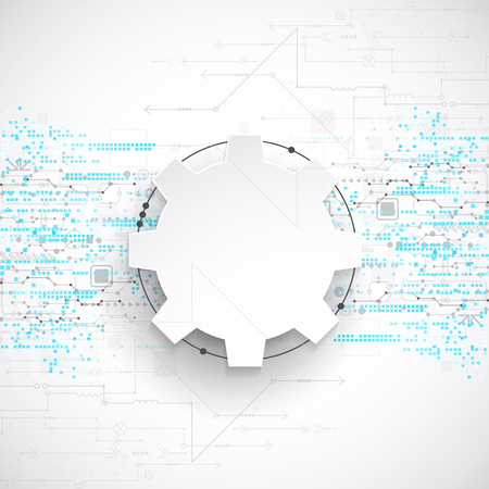 Vector illustration gear wheel, Hi-tech digital technology and engineering, digital technology concept.のイラスト素材