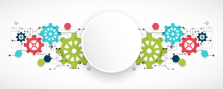 Vector illustration. Cogwheel hi-tech digital technology and engineering background.のイラスト素材