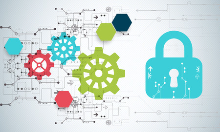 Protection concept. Security mechanism, system privacy. Digital technology background. Vectorのイラスト素材