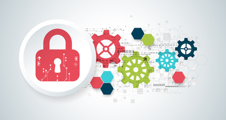 Protection concept. Security mechanism, system privacy. Digital technology background. Vectorのイラスト素材