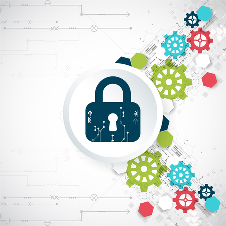 Protection concept. Security mechanism, system privacy. Digital technology background. Vectorのイラスト素材