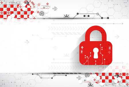 Red protection background. Technology security, encode and decrypt, techno scheme, vector illustrationのイラスト素材