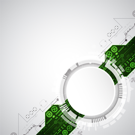 Abstract background with green technological elements. Technology backdrop. Vector illustrationのイラスト素材