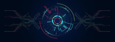 Abstract circle technology concept. Circuit board, high computer color background. Vector illustrationのイラスト素材