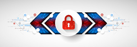 Protection concept. Protect mechanism, system privacy. Vector illustrationのイラスト素材