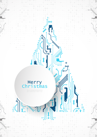 Technology christmas tree from digital electronic circuit.のイラスト素材