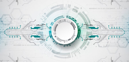 Abstract circle technology concept. Circuit board, high computer color background. Vector illustrationのイラスト素材