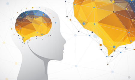 Creative brain concept background. Artificial Intelligence concept. Vector science illustration.のイラスト素材