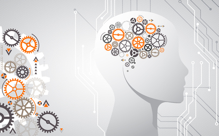 Creative brain concept background. Artificial Intelligence concept. Vector science illustration.のイラスト素材