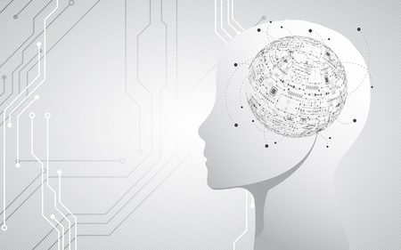 Creative brain concept background. Artificial Intelligence concept. Vector science illustration.のイラスト素材