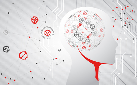 Creative brain concept background. Artificial Intelligence concept. Vector science illustration.のイラスト素材