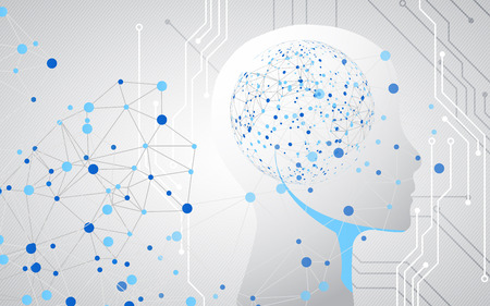 Creative brain concept background. Artificial Intelligence concept. Vector science illustration.のイラスト素材