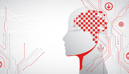 Creative brain concept background. Artificial Intelligence concept. Vector science illustration.のイラスト素材