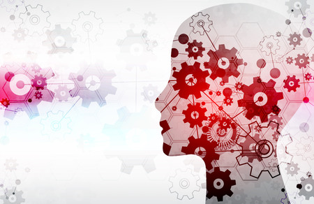 Creative brain concept background. Artificial Intelligence concept. Vector science illustration.のイラスト素材