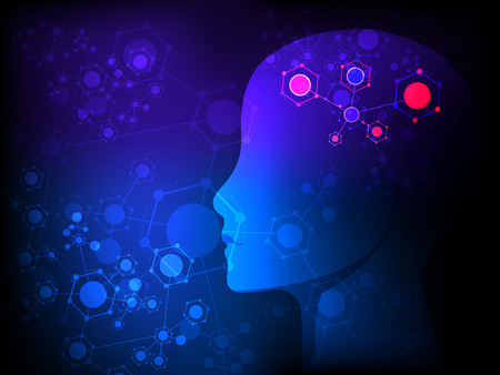 Creative brain concept background. Artificial Intelligence concept. Vector science illustration.のイラスト素材