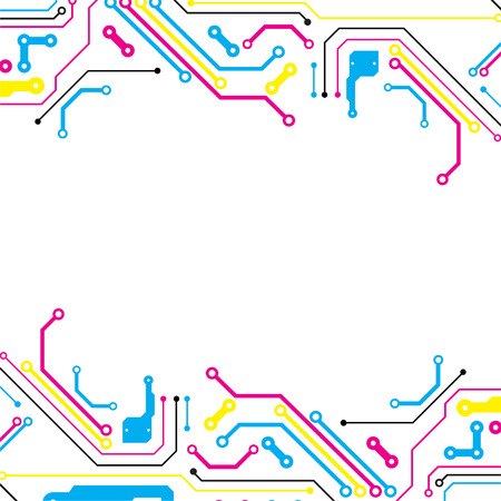 Abstract technological background with various elements. CMYK concept. Vectorのイラスト素材
