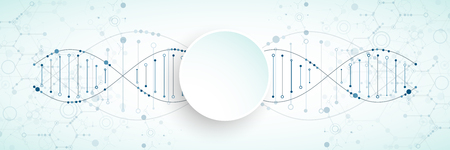 Science template, wallpaper or banner with a DNA molecules. Vector illustration.のイラスト素材
