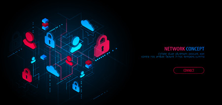 Network Concept. Isometric theme for your business. Vector illustrationのイラスト素材