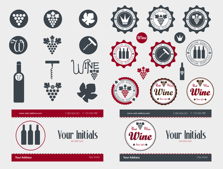 Collection of Premium Quality Wine Labels with retro vintage styled designのイラスト素材