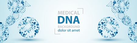 Science template, wallpaper or banner with a DNA molecules. Vector illustration.のイラスト素材