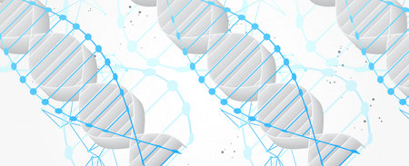 Science template, abstract background with a 3D DNA molecules. Vector illustration.のイラスト素材
