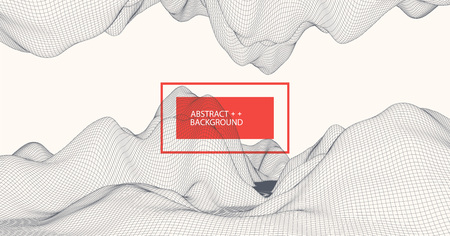 Wireframe landscape background. Futuristic vector illustration. のイラスト素材