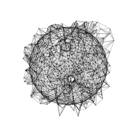 Abstract geometric 3d sphere made of points and lines. Futuristic technology style.のイラスト素材