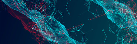 Polygonal science  with connecting dots and lines. Digital data visualization.