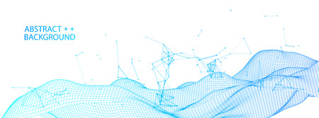 Polygonal science  with connecting dots and lines. Digital data visualization.のイラスト素材