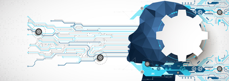 Artificial intelligence (AI) Machine cyber mind.のイラスト素材