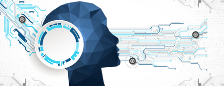 Artificial intelligence (AI) Machine cyber mind.のイラスト素材