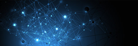 Polygonal science background with connecting dots and lines. Digital data visualization.