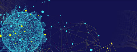 Abstract sphere background with plexus effect. 3D surface.のイラスト素材