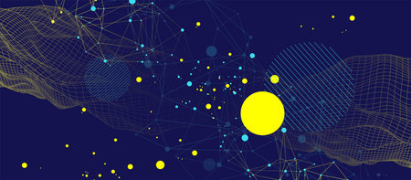 Template for science and technology presentation. Plexus style background.