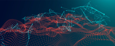 Abstract background.  Particles liquid dynamic flow. Trendy fluid cover design.