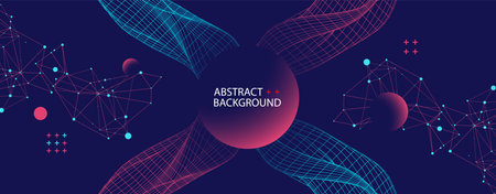 Abstract background with waves. 3D surface.のイラスト素材