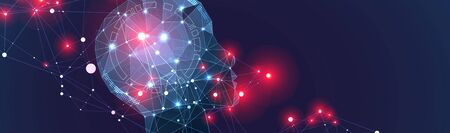 Artificial Intelligence concept.  Creative brain concept background. Vector science illustration.のイラスト素材