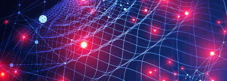 Template for science and technology presentation. Plexus style background.
